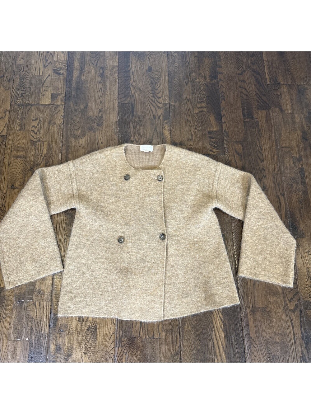 J crew Collection Beige Wool Alpaca Blend Double-Breasted Sweater Jacket Small
